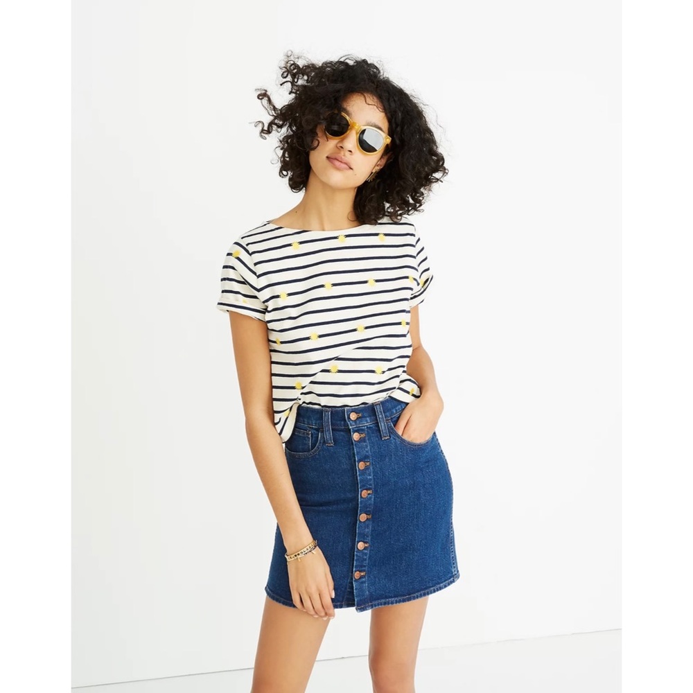 Madewell Stretch Denim Straight Mini Skirt in Arroyo Wash: Button-Front Edition